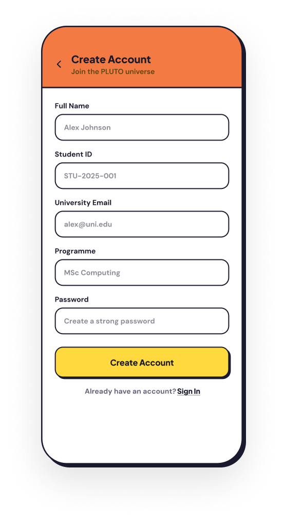 Create Account — final screen