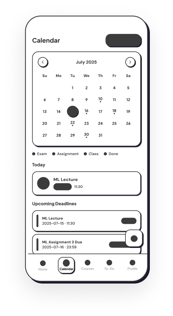 Calendar wireframe